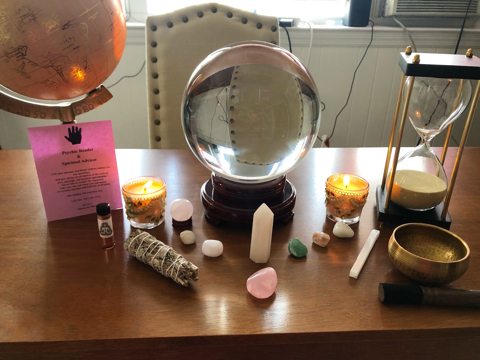 crystal ball, sage, the calling card